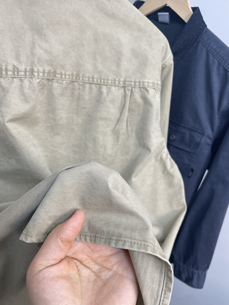 Contrast Stitch Lapel Cotton Shirt – American Retro Workwear Pocket Unisex – Coats Jackets | japanese streetwear | vintage workwear | unisex | Yamalinclothes