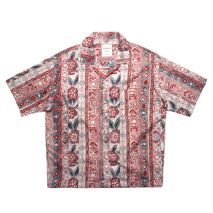Seersucker Cuban Collar Printed Shirt – Men's Vintage Beach Short Sleeve