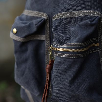 Vintage Canvas Backpack – 20oz Heavyweight Leather Trim