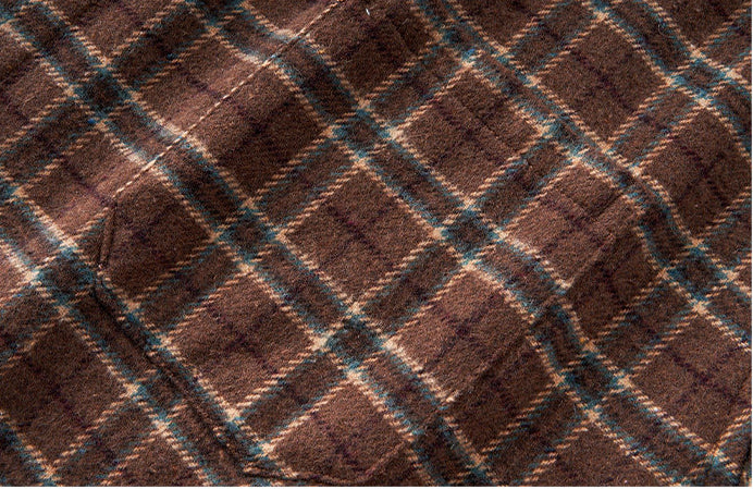 Brushed Plaid Long Sleeve Shirt Jacket – Vintage Loose Unisex Casual