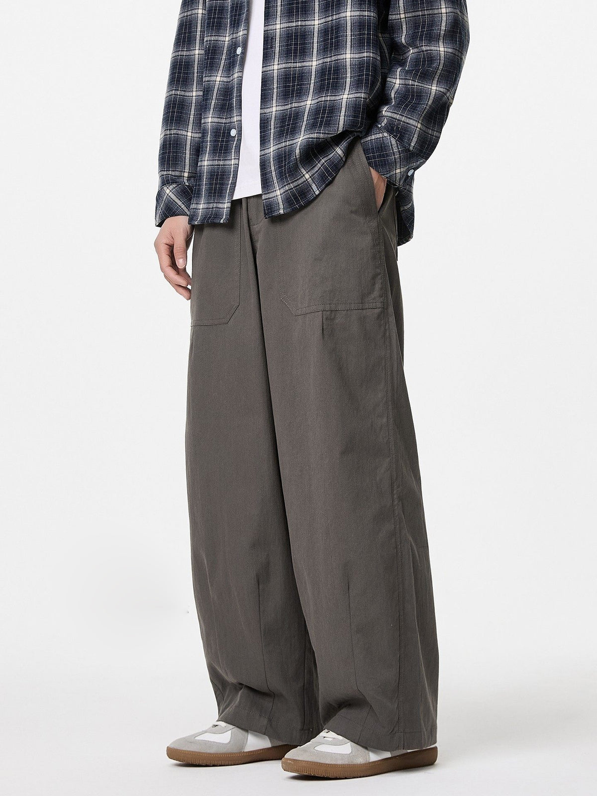 Cotton Work Pants – Elastic Waist & Wide Straight Leg | Yamalinclothes