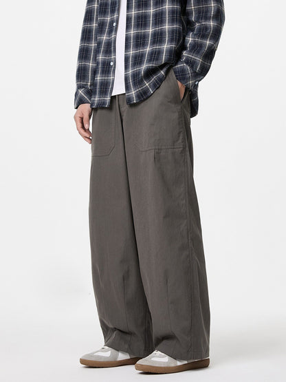 Cotton Work Pants – Elastic Waist & Wide Straight Leg | Yamalinclothes
