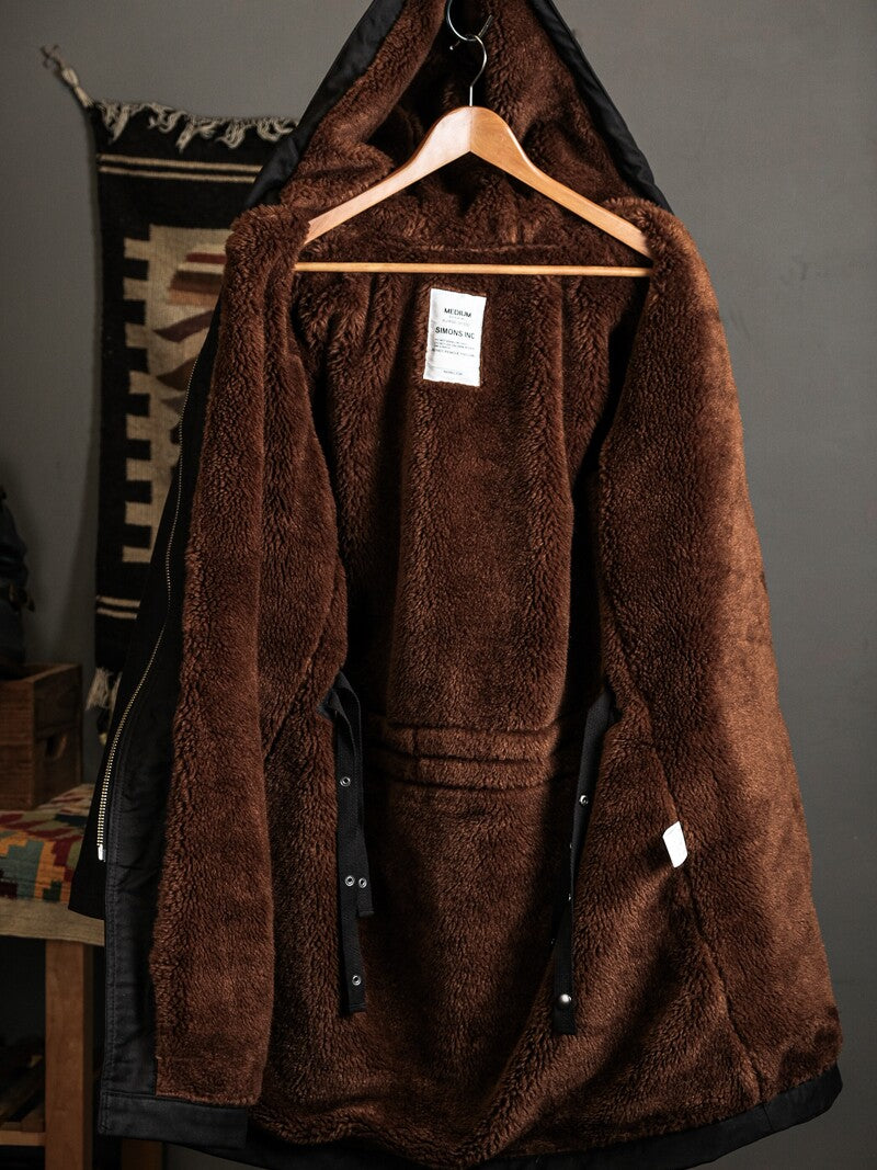Heavy Wool Hooded Deck Parka – Long Padded Military-Style Jacket