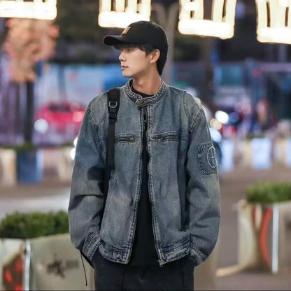 American Vintage Distressed Denim Jacket – Oversized Unisex Trucker Coat – Japanese vintage | yamalin clothes | Yamalinclothes