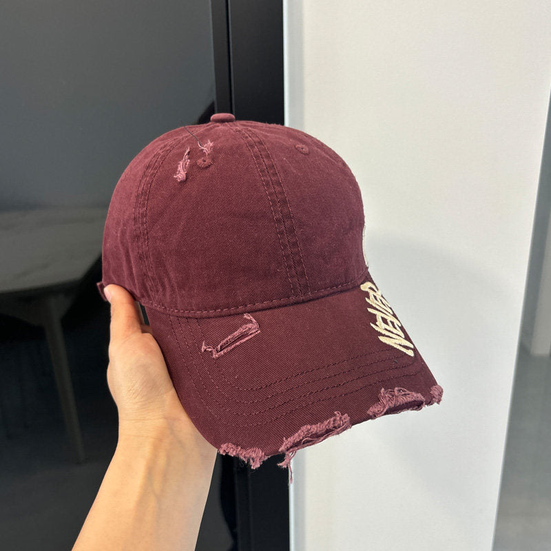 Washed Distressed Denim Baseball Cap – Embroidered Adjustable Unisex