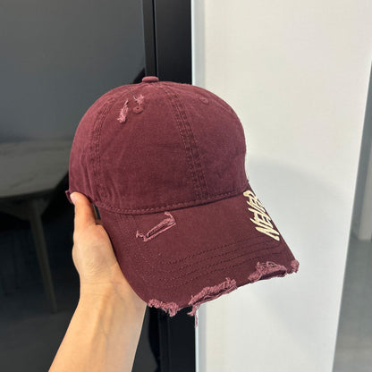 Washed Distressed Denim Baseball Cap – Embroidered Adjustable Unisex