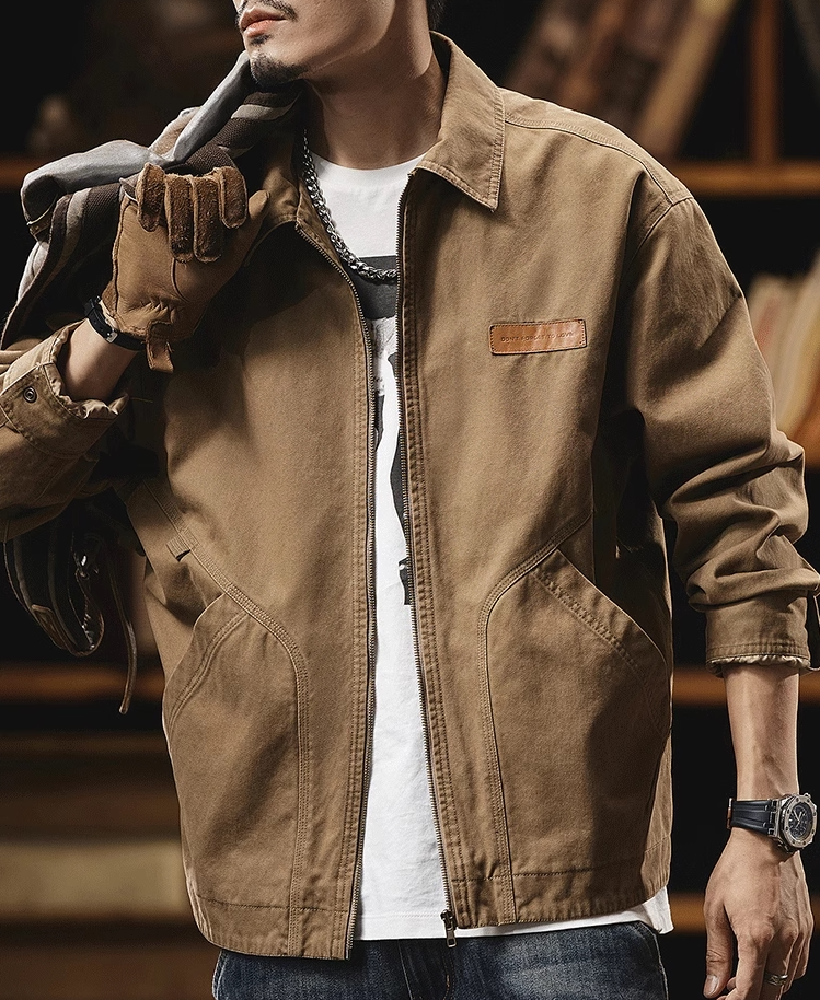 Detroit Vintage Cargo Jacket – Washed Cotton American Workwear Barn Coat for Men | Japanese vintage | yamalin clothes | Yamalinclothes