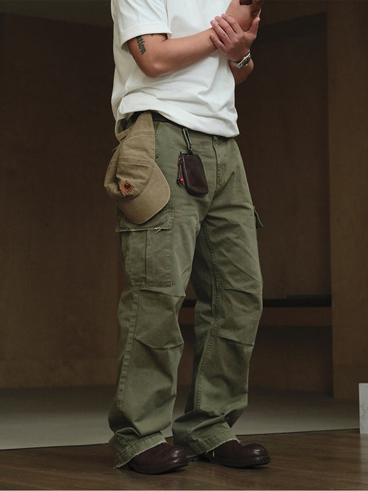 Washed Straight-Leg Cargo Pants – Heavyweight Vintage – Pants | japanese streetwear | vintage workwear | unisex | Yamalinclothes