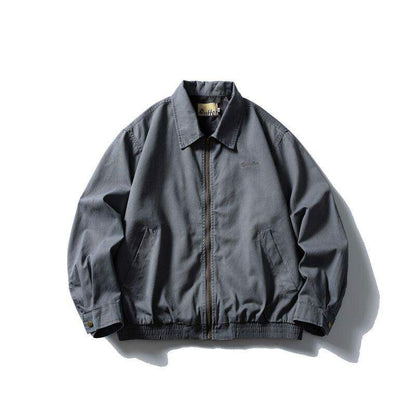 Washed Cotton Lapel Cargo Jacket – Retro Loose Unisex Casual Streetwear