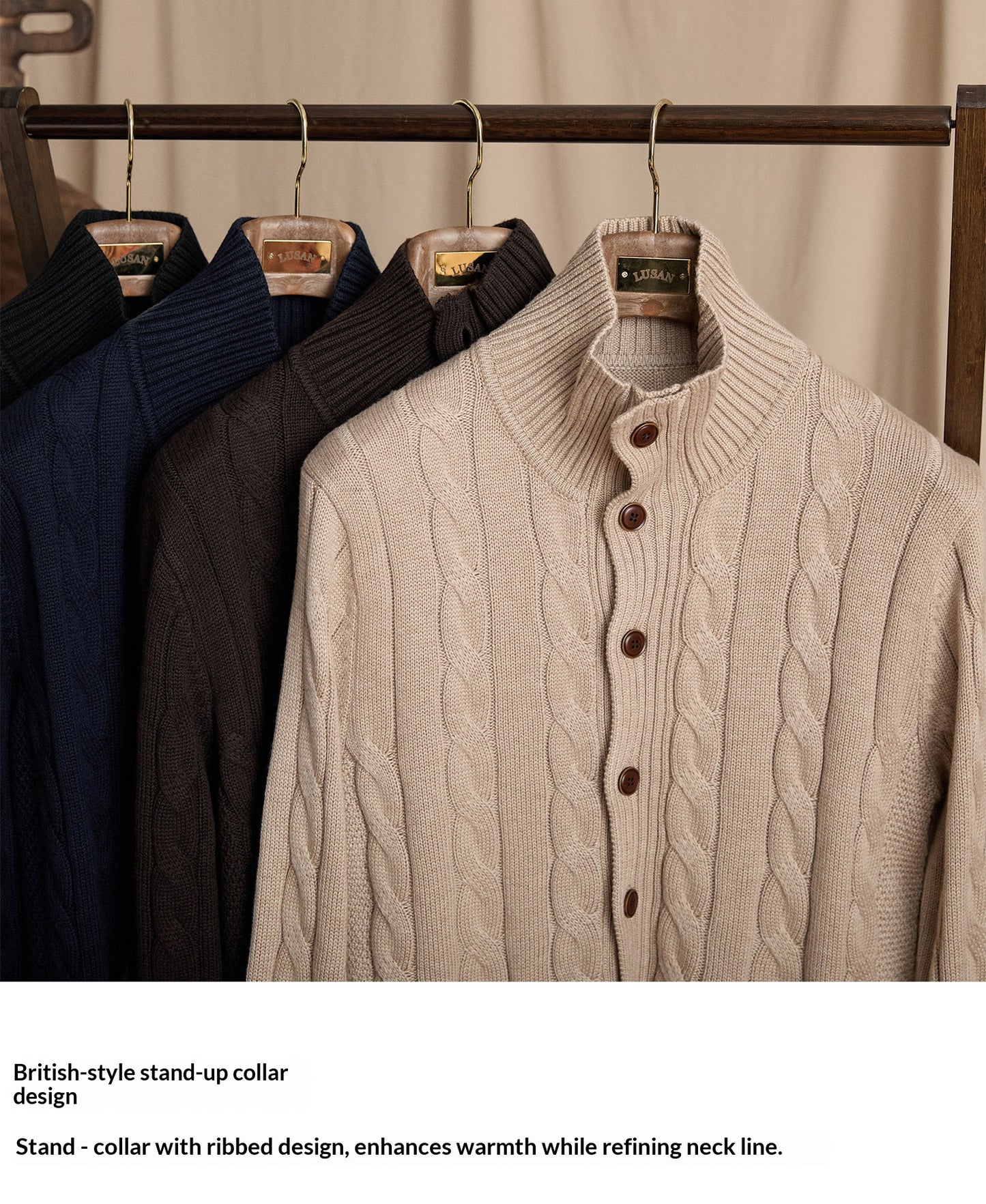 Twist Knit Collar Jacket – Old Money Wool Blend Men