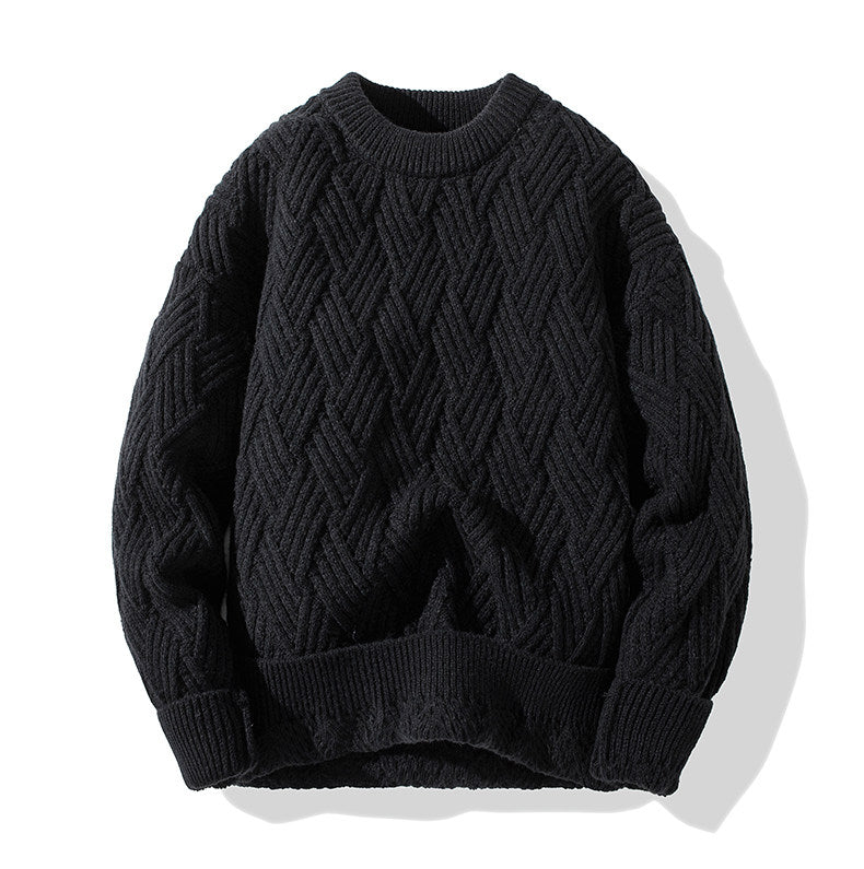 Chunky Twist Knit Sweater – Fleece-Lined Thickened Pullover Unisex Winter Knitwear – Japanese vintage | yamalin clothes | Yamalinclothes