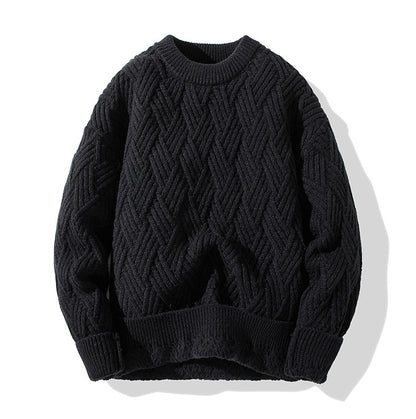 Chunky Twist Knit Sweater – Fleece-Lined Thickened Pullover Unisex Winter Knitwear – Japanese vintage | yamalin clothes | Yamalinclothes