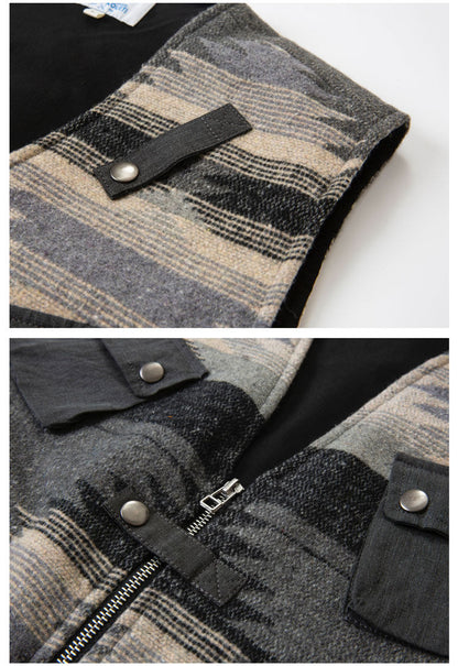 Ethnic Pattern Multi-Pocket Cargo Vest – Loose Fit Autumn Winter Versatile – Vest | japanese streetwear | vintage workwear | unisex | Yamalinclothes