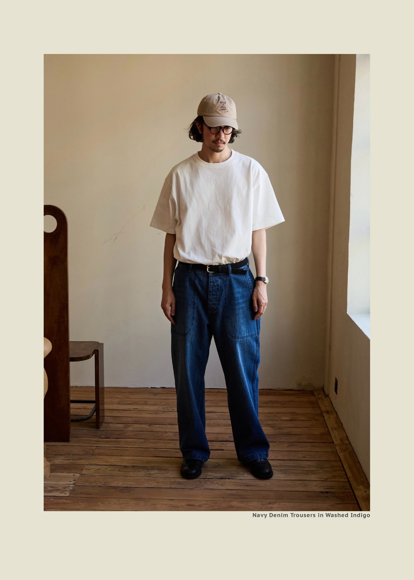 SS26 Navy Denim Jeans - Yamalin Vintage Washed 13oz Bamboo Weave Deck Jeans