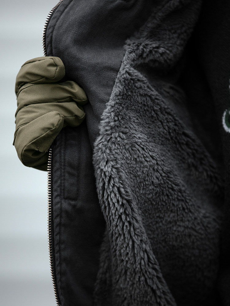 Washed Cargo Flight Jacket – Vintage Drop-Shoulder Oversized Unisex