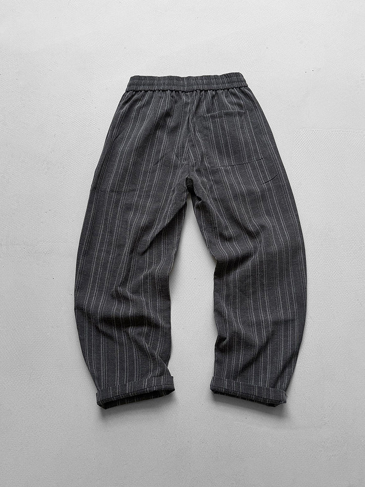 Striped Drapey Wide-Leg Trousers – Loose Vintage Casual Summer Pants Unisex – Japanese vintage | yamalin clothes | Yamalinclothes