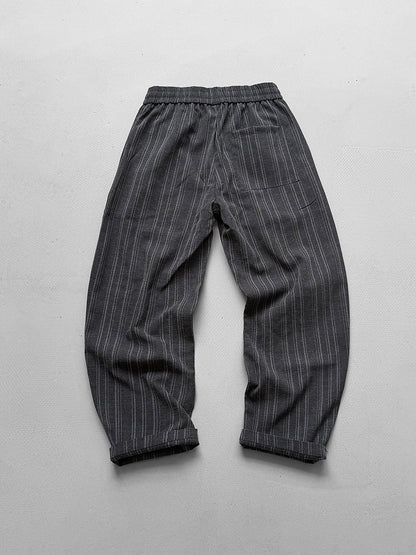Striped Drapey Wide-Leg Trousers – Loose Vintage Casual Summer Pants Unisex – Japanese vintage | yamalin clothes | Yamalinclothes