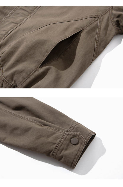 Leather Collar Patchwork Lapel Jacket – Vintage Cargo Cropped Unisex