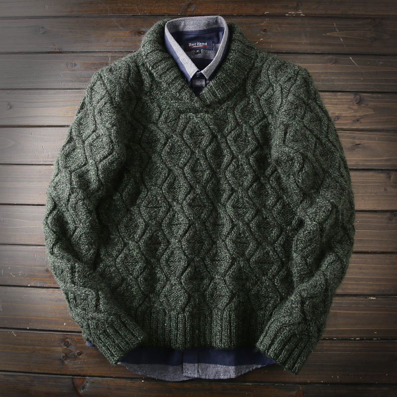 X07 Heavy hard goods 100/wool Italian custom foreign trade original order tail goods men's thick knitted sweater coat