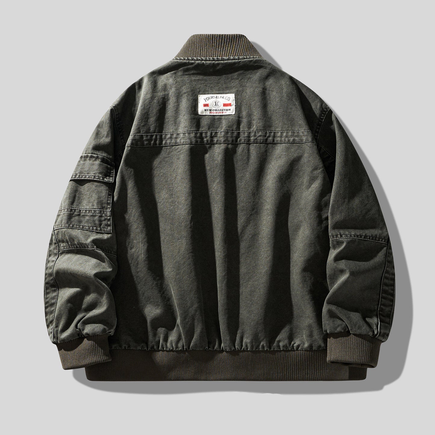 Retro Heavy Cotton Cargo Baseball Jacket – Men's Loose American Workwear
