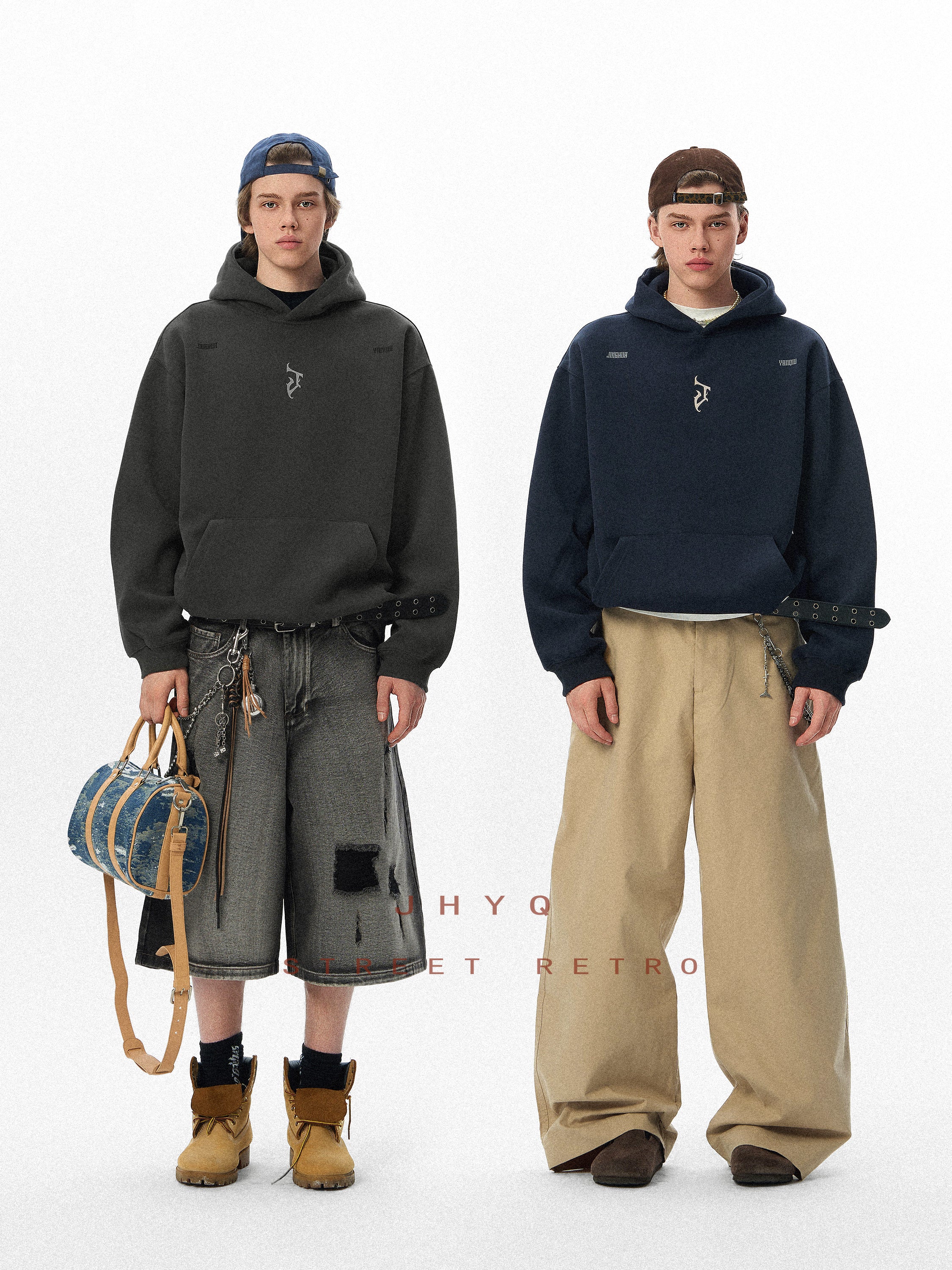 “J” Gothic Letter Hoodie – American High-Street Heavyweight Sweater