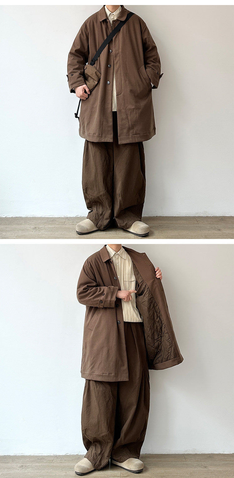 Japanese Style Mid-Length Wool Coat - Thickened Loose Jacket (Unisex)