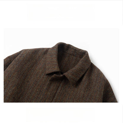 Japanese Style Wool Blend Coat - Vintage Turn-Down Collar Jacket (Unisex)