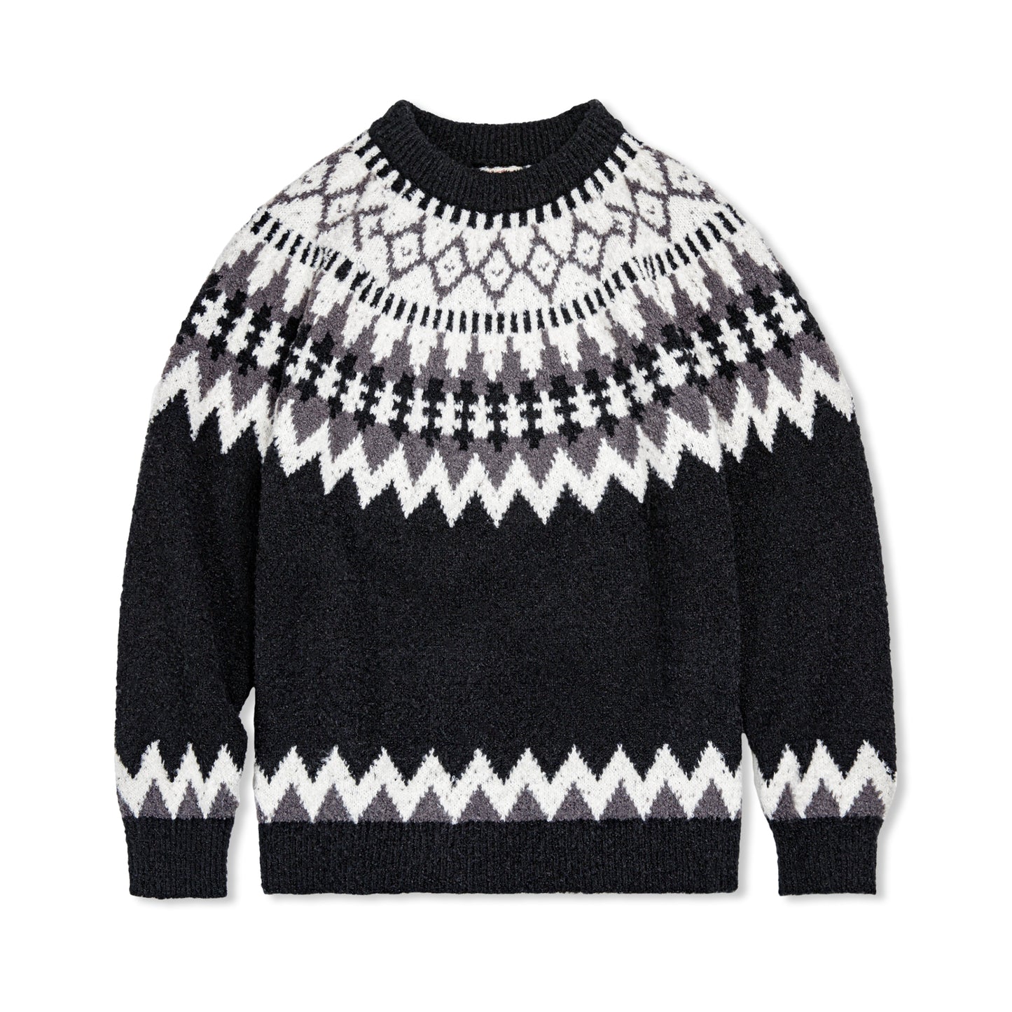 Madden Workwear Retro Icelandic Fair Isle Wool Sweater – Crew Neck, Autumn Weight (Men)