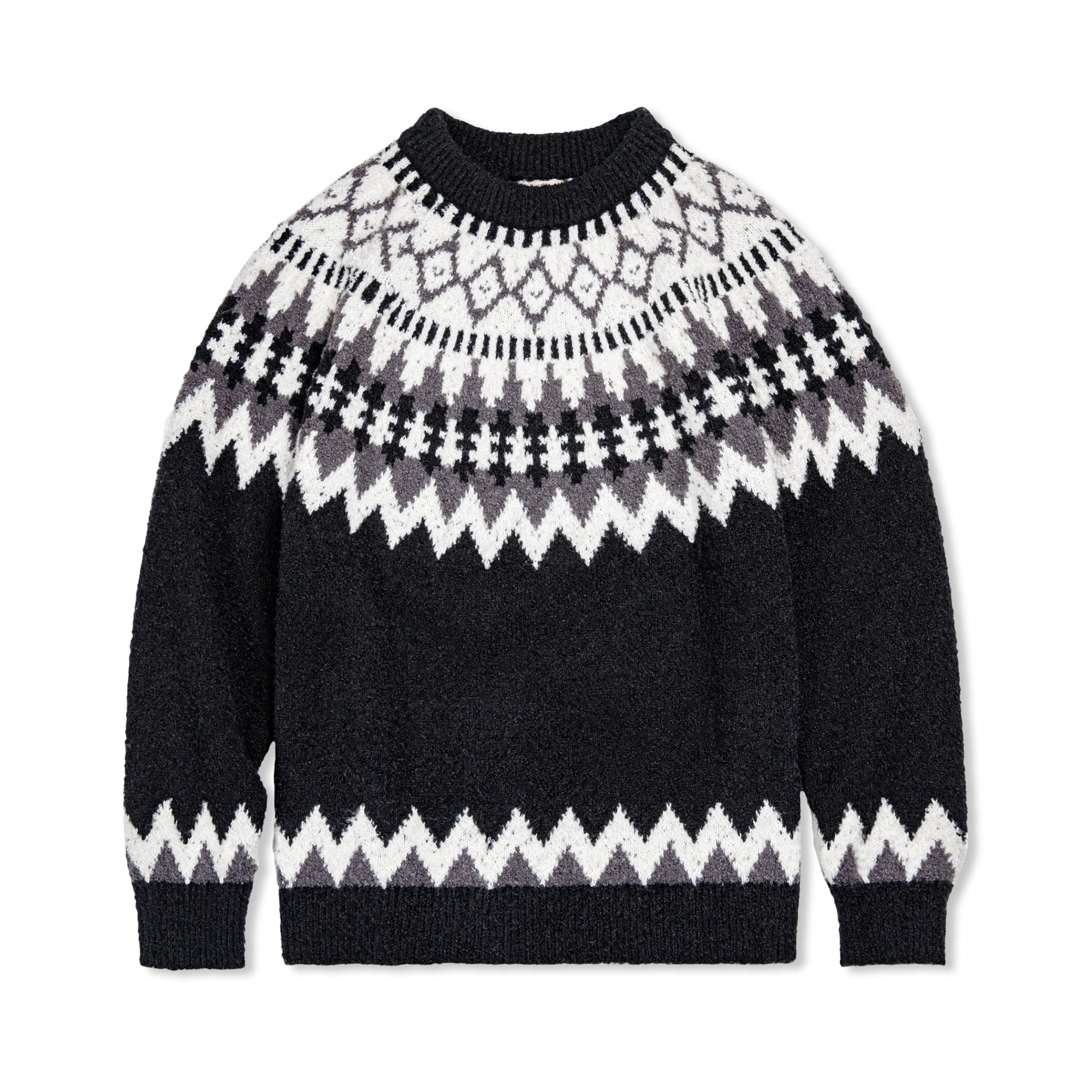 Madden Workwear Retro Icelandic Fair Isle Wool Sweater – Crew Neck, Autumn Weight (Men)
