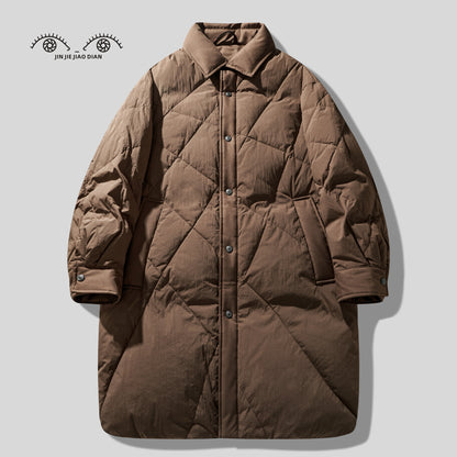 Belgium High-End 85% Duck Down Mid-Length Jacket - Mature Style Winter Coat (Men)