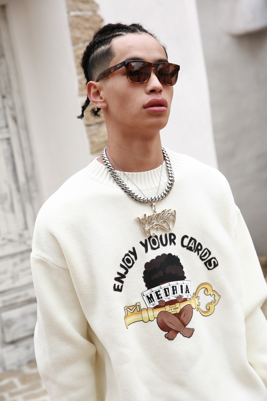 MEDRIA Autumn Winter Trendy Brand Street New Casual Warm Sweater Men Thick Loose Round Neck Couple Knitted Sweater