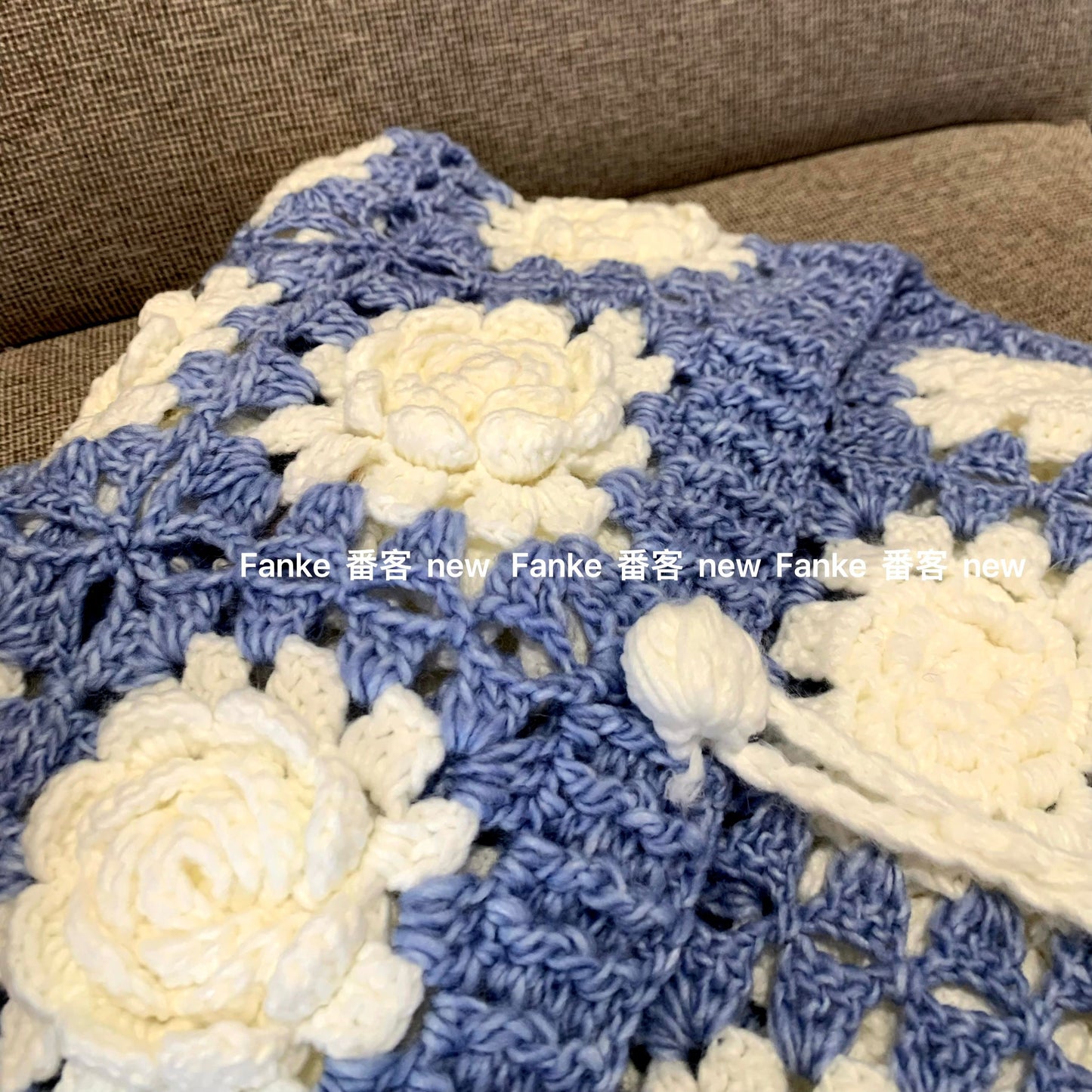 Women's European French Retro Color Block Cardigan - Handmade 3D Rose Crochet Hollow Knit Sweater