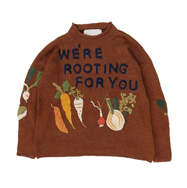 Vintage Vegetable Embroidered Knitted Sweater for Women, Melad Fashionable Versatile Loose Sweater for Women in Winter