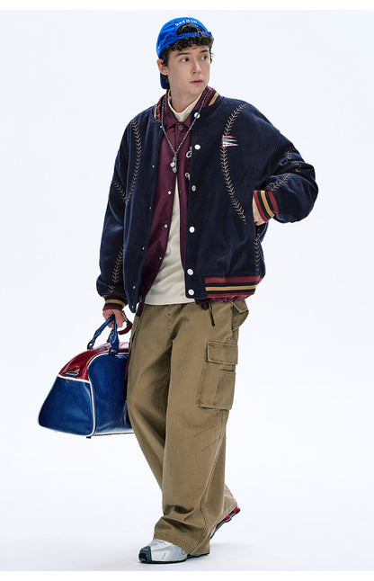 BJHG Quilted Baseball Jacket - American Style Color-Block Winter Coat (Unisex)