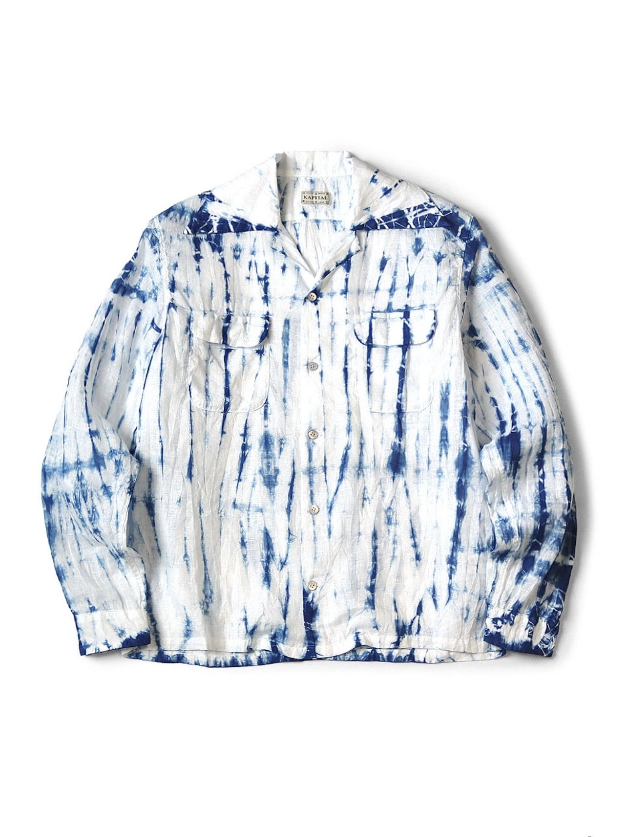 Kapital 25AW Kazuhiro Hirata Cotton-Linen Tie-Dye Pleated Shirt – Loose, Turn-Down Collar, Japanese Style
