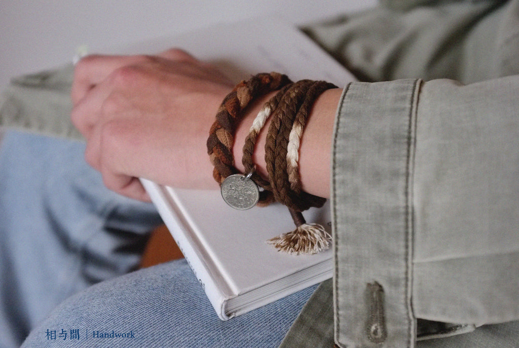 Sixpenny Lucky Coin Plant Dyed Woven Hand Strap National Fashion Original Necklace Bracelet Dual-Use