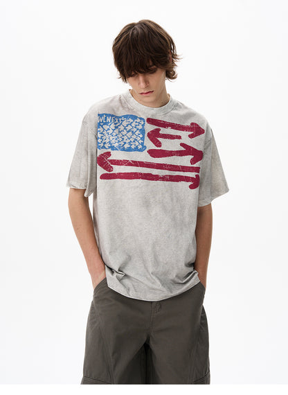 American Retro Dirty Short Sleeve T-Shirt for Men Ins Trendy Brand Fashion Cool Niche Top Couple Tee