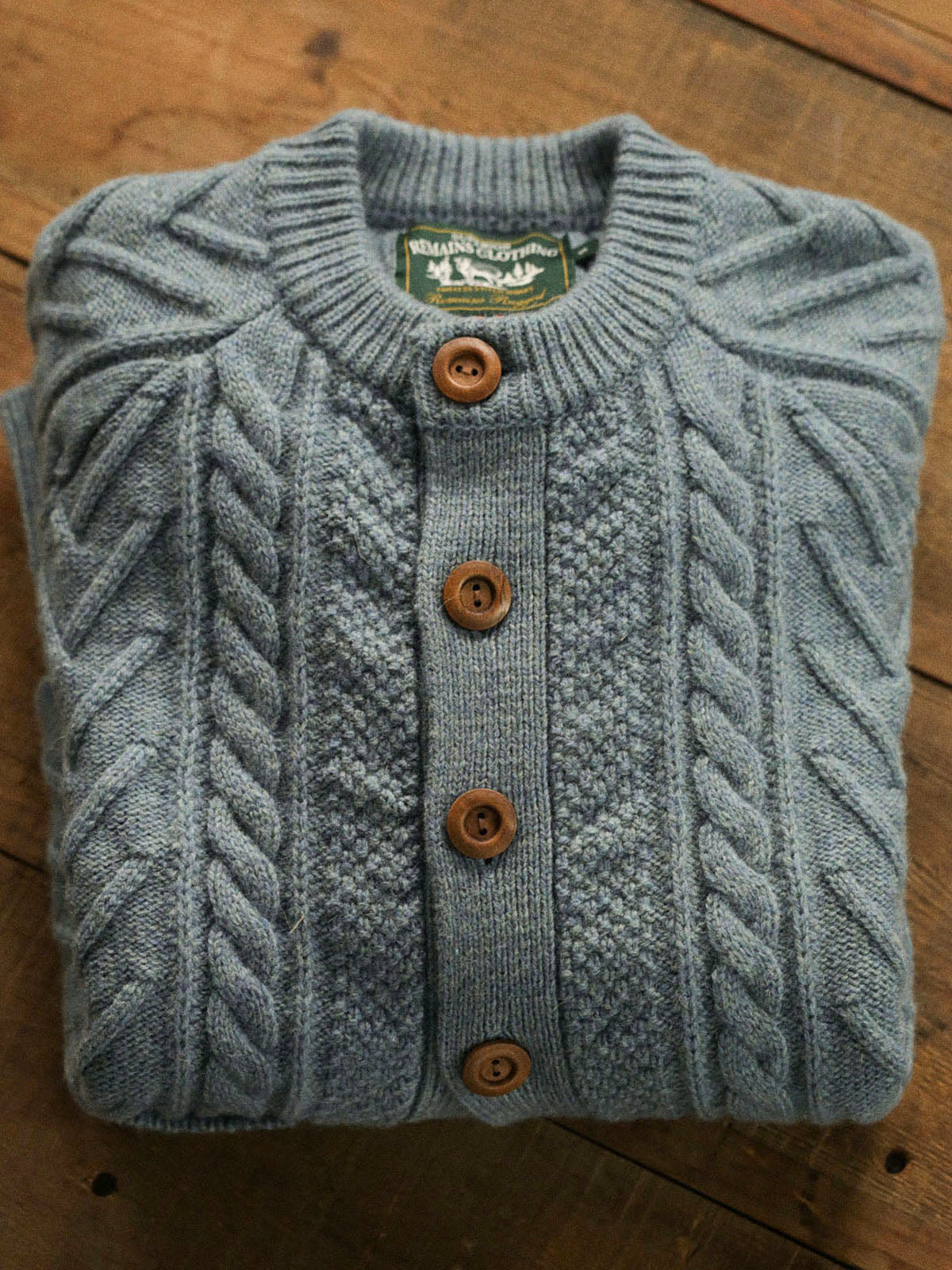 Traditional Aran Fisherman Sweater – Jacquard Knit Crewneck Cardigan (Unisex)
