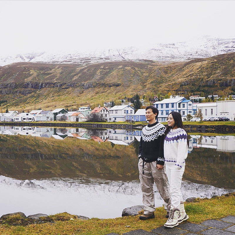 Handmade Fair Isle Wool Cardigan – Artistic Ferris-Wheel Pattern (Unisex)