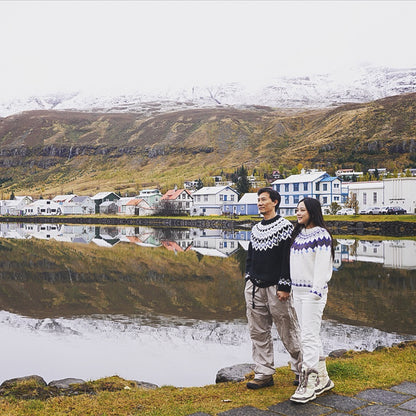 Handmade Fair Isle Wool Cardigan – Artistic Ferris-Wheel Pattern (Unisex)