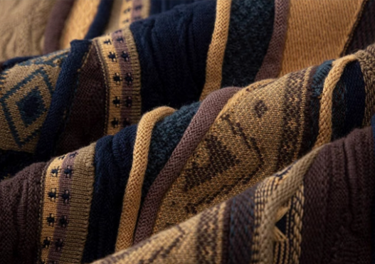 Medria Unisex Retro Bitter Melon Pattern Sweater - Niche Ethnic Vintage Pullover