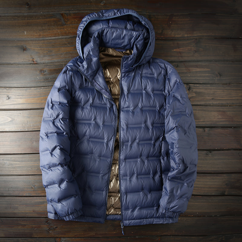 Men's Plus Size Hooded Down Jacket - Export Overstock Fully Glued Filled Lightweight Warm Autumn Winter Coat