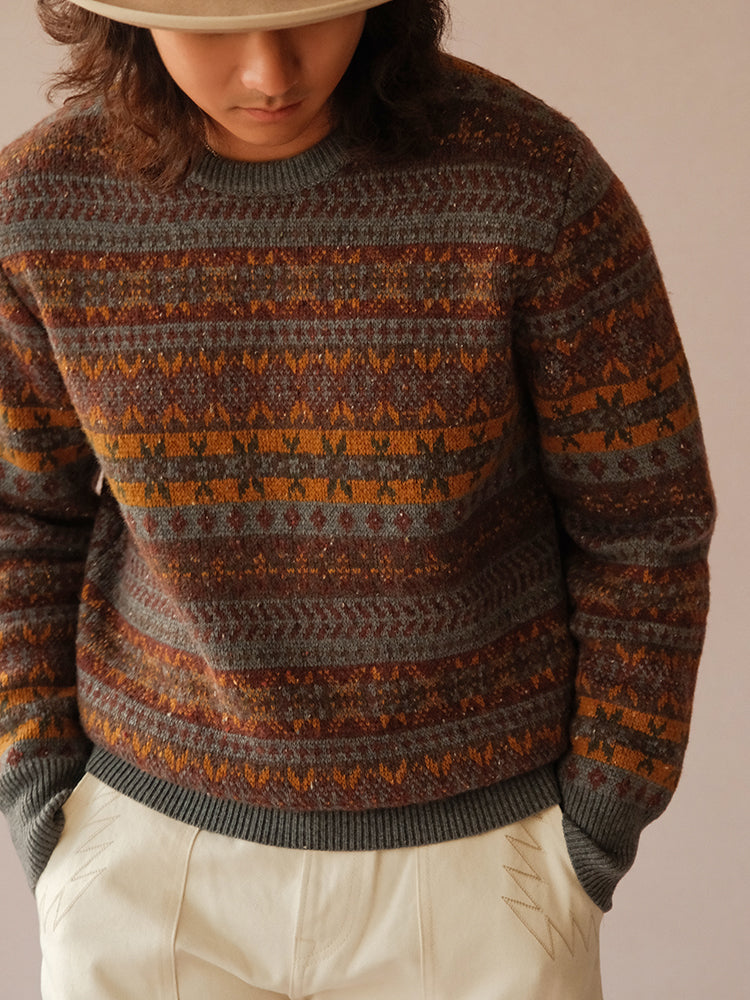 Vintage Fair Isle Wool-Blend Crewneck Sweater – British Heritage Style (Unisex)