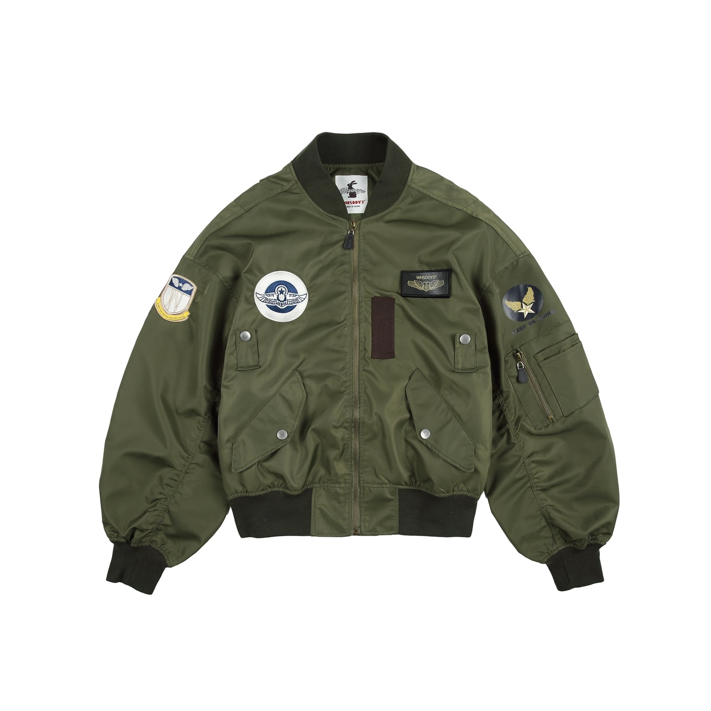 American-Retro Embroidered Badge Flight Jacket – Baseball Collar Short Coat (Unisex)