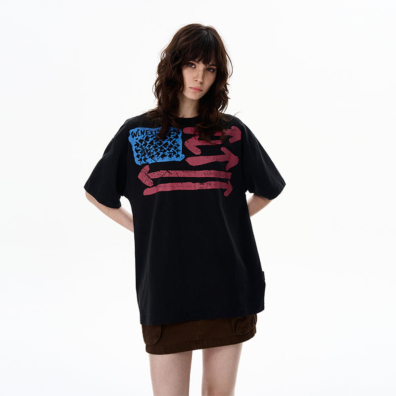 American Retro Dirty Short Sleeve T-Shirt for Men Ins Trendy Brand Fashion Cool Niche Top Couple Tee