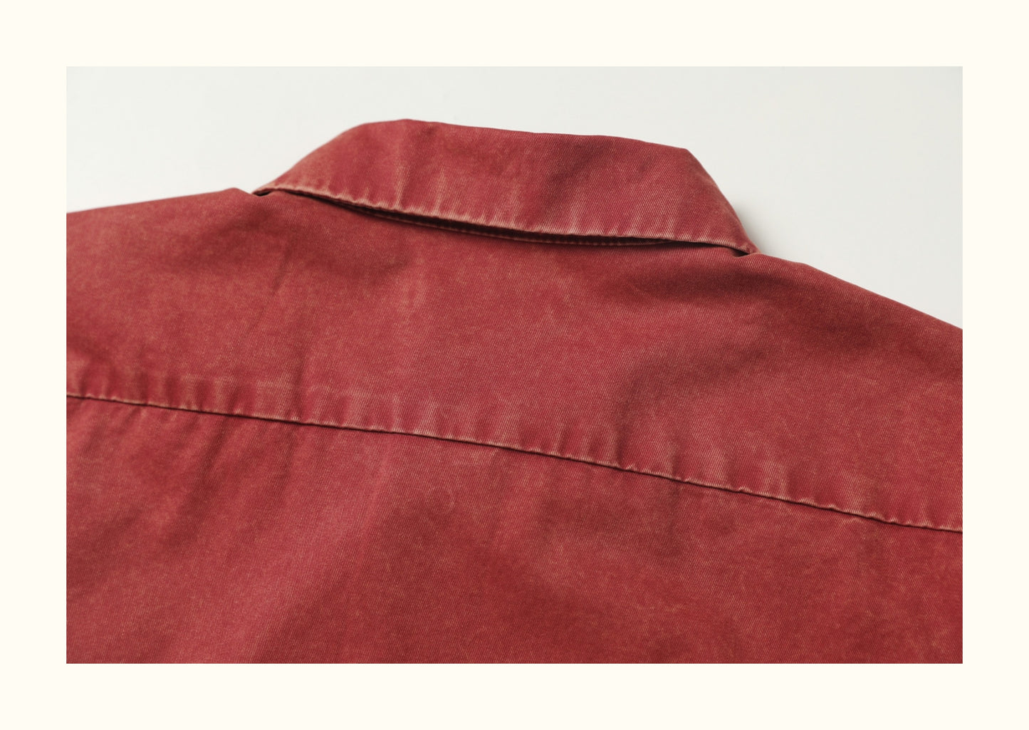 Heavy Washed Patch Embroidery Street Cotton Loose Shirt Men Skateboarding Street Dance Rust Red Short Sleeve