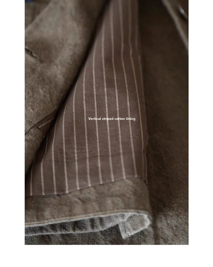 Traditional Loom Linen Blazer - Three-Dimensional Cut Casual Jacket (Women)