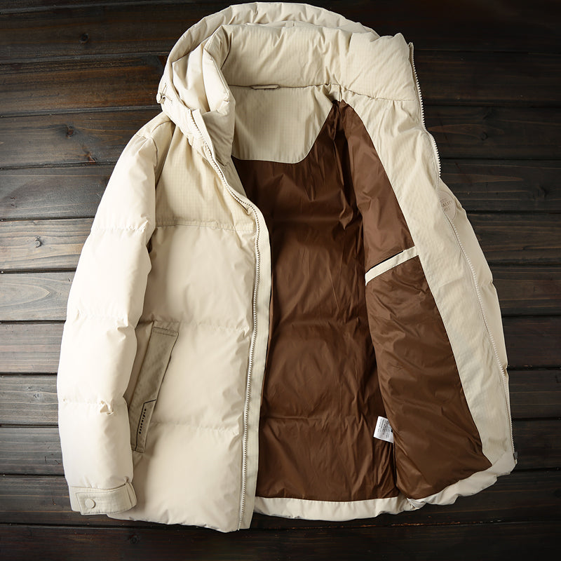 Men's Plus Size Export Overstock Puffer Jacket - High-Puff Hooded Thickened White Duck Down Coat