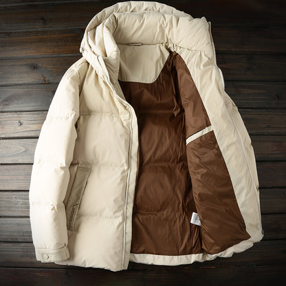 Men's Plus Size Export Overstock Puffer Jacket - High-Puff Hooded Thickened White Duck Down Coat