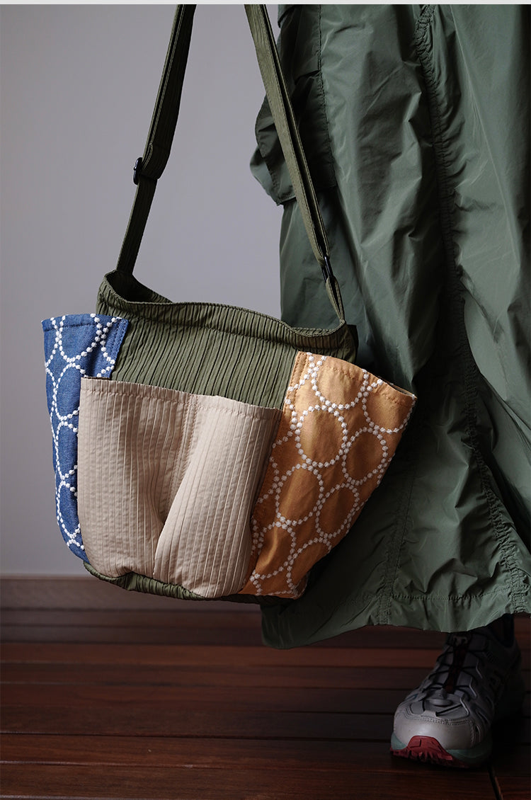 Original Patchwork Large Capacity Crossbody Bag Retro New Chinese Style Embroidered Tote Bag for Women